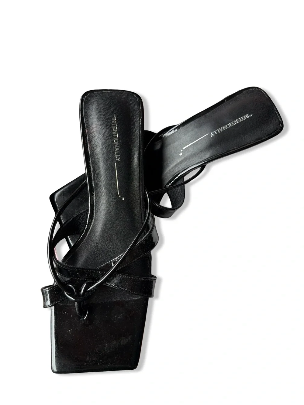 Intentionally Blank Eli sandals black strappy shoes slides heels Revolve 39 9